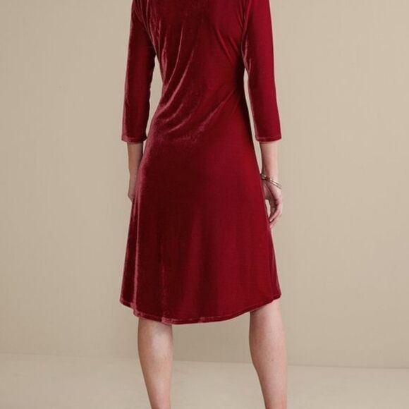Soft Surroundings Velvet Hyannis Dress Red Dahlia NWT $130 XL and LP - Picture 5 of 11
